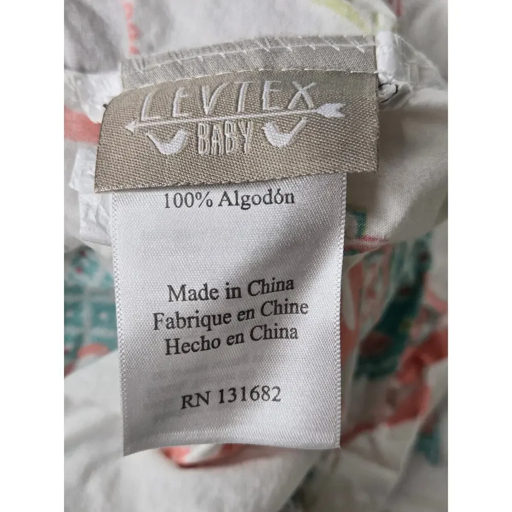 Levtex Baby EUC Fiona 5-Piece Nursery Crib Bedding Set hamper wall flags quilt